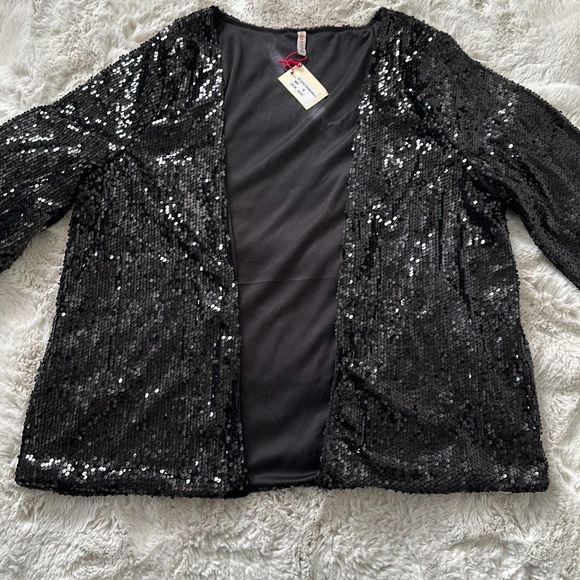 Raga Sequin Open Front Jacket Black - Picture 7 of 8